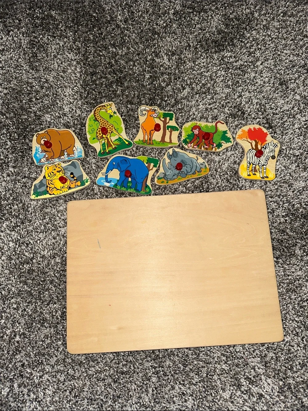 Safari Animal Wooden Peg Puzzle - Multicolor Kids Learning Toy
